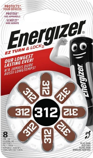 Energizer Μπαταρίες Ακουστικών Βαρηκοΐας 312 1.4V 8τμχ (22579117)