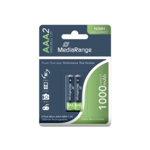 MediaRange High Capacity Rechargeable NiMH Accus Micro AAA|HR03|1.2V Pack 2