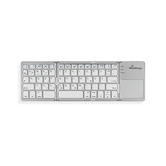 MediaRange Foldable and Rechargeable Bluetooth Keyboard 64 Keys with touchpad Silver