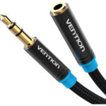 VENTION Cotton Braided 3.5mm Audio Extension Cable 2M Black Metal Type (VAB-B06-B200-M)